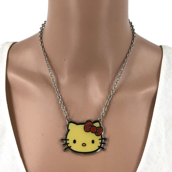 Sanro Hello Kitty Necklace Silver Tone Adjustable Length - Picture 2 of 3